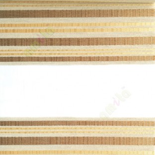 Gold beige color horizontal stripes with transparent net fabric embossed pattern textured finished background zebra blind